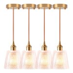 Idegu 4pcs suspension luminaire en verre cossais finition en laiton dor plafonnier vintage lustre suspendu ...