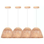 Idegu 4pcs suspension luminaire vintage lampe de plafond abat - jour en bambou design cage lustre industriel ...