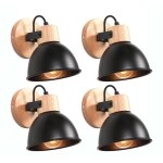 Idegu 4x applique murale interieure spot led 15cm r�tro lampe murale insustrielle en bois fer design ...