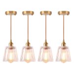 Idegu 4x lustre moderne en verrelampe suspension industriel abat - jour design ray e27 finition en laiton ...