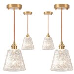 Idegu 4x suspension luminaire moderne en verrelustre industriel abat - jour en verre finition en laiton ...