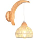 Idegu applique murale int�rieure en bois et rotin suspension luminaire industrielle design croissant ...