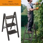 Idegu escabeau 3 marches pliable�chelle domestique en acier marchepieds pliant portablelargeur de marche ...