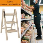 Idegu escabeau 3 marches pliable�chelle domestique en acier marchepieds pliant portablelargeur de marche ...