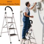 Idegu escabeau pliable en 4 marches �chelle antid�rapante avec poign�e robuste et large p�dalecharge ...
