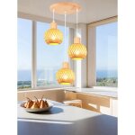 Idegu lampe suspension vintage en bambou et bois lustre 13cm mini abat - jour � boule rotin e27 plafonnier ...