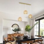 Lampe suspension - idegu - vintage industriel - mtal et bois - e27 - 60w - 3 ampoules