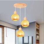 Idegu luster suspension industriel en bambou et bois lampe 13cm mini abat - jour  boule rotin vintage ...
