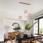 Lampe suspension - idegu - lustre industriel - métal + bois - or rose - e27 60w Lampe suspension - idegu - lustre industriel - métal + bois - or rose - e27 60w
