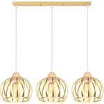 Idegu lustre industriel moderne suspension luminaire vintage ajustable design cage plafonnier en bois ...