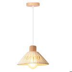 Idegu lustre suspension industrieller�tro lampe de plafond abat - jour en rotin blanc style boh�me e27 ...