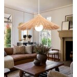 Idegu lustre suspension luminaire industriellampe de plafond abat - jour en barres de bambou design chapeau ...