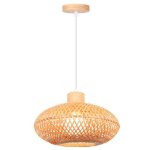 Idegu lustre suspension vintagelampe de plafond industriel abat - jour en bambou design cage ovale e27 ...