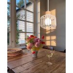 Lustre suspension - idegu - vintage - métal et bois - e27 - réglable - blanc Lustre suspension - idegu - vintage - métal et bois - e27 - réglable - blanc