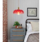 Idegu moderne lampe suspension en verrelustre vintage abat - jour design fleurs e27 lampe de plafond ...
