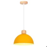 Idegu moderne suspension luminaire 25cm lustre industriel en bois mtal designe en demi - cercle lampe ...