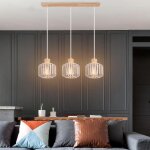 Suspension luminaire - idegu - moderne - mtal + bois - e27 - 60w - rglable