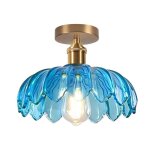 Idegu plafonnier moderne25cm lampe de plafond vintage abat - jour en verre design fleurs e27 lustre r�tro ...