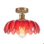 Idegu plafonnier moderne25cm lampe de plafond vintage abat - jour en verre design fleurs e27 lustre r�tro ...