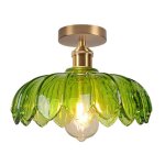 Idegu plafonnier modernee27 lampe de plafond vintage abat - jour en verre design fleurs 25cm lustre r�tro ...