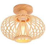Idegu plafonnier vintage en bamboulampe de plafond bois rtro 25cm abat - jour design lanterne lustre ...
