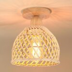 Idegu rtro plafonnier en bois et bambou lustre industriel e27 luminaire abat - jour design spirale cage ...
