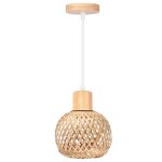 Idegu rtro suspension luminaire en bambou et bois vintage lampe 13cm mini abat - jour  boule rotin ...