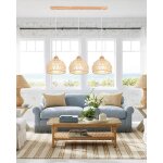 Idegu rtro suspension luminaire industriel lustre vintage en bois rotin blanc plafonnier design cage ...