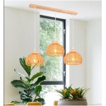 Idegu rtro suspension luminaire industriel lustre vintage en bois rotin brun plafonnier design cage ...