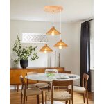 Idegu rtro suspension luminaire industriel26cm lustre plafonnier vintage en rotin et bois abat - jour ...