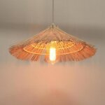 Idegu suspension luminaire industriele27 lustre abat - jour en barres de bambou design chapeau style ...