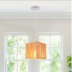 Idegu suspension luminaire industriellustre vintage en rotin et m�tal abat - jour design carr� e27 plafonnier ...