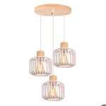 Suspension luminaire - idegu - lustre industriel - bois et mtal - e27 - 60w - rglable