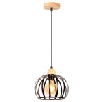 Idegu suspension luminaire vintage e27 lustre industriel en bois mtal 20cm lampe abat - jour design ...