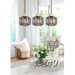 Lustre suspension - idegu - vintage - mtal et bois - noir - 3 ampoules e27