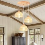 Idegu suspension luminaire vintage lustre industriel en bois rotin cage abat - jour lampe de plafond ... Idegu suspension luminaire vintage lustre industriel en bois rotin cage abat - jour lampe de plafond ...