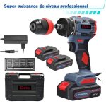 Perceuse visseuse sans fil - ideko - 21v - 2 batteries 1. 3ah - moteur sans brosse - 55nm
