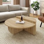 Idmarket lot de 2 tables basses rondes guilia asym�triques fa�on h�tre