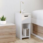 Idmarket lot de 2 tables de chevet �troites anouk 1 tiroir avec niche blanc