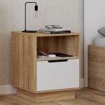 Idmarket lot de 2 tables de chevet oxana 1 tiroir avec niche blanc et faon htre