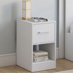 Idmarket lot de 2 tables de chevet uppah 1 tiroir en tissu avec niche bois blanc