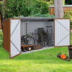 Idmarket abri de jardin en m�tal effet bois verrouillable multi - rangement pour stockage v�los outils ...