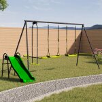 Idmarket balanoire 3 agrs portique avec 2 balanoires 1 face  face et toboggan