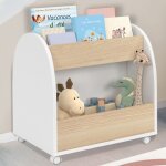Idmarket biblioth�que pour enfant andreas sur roulettes h�tre et blanc