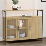 Idmarket buffet 100 cm detroit 2 portes vitrine avec placards design industriel Idmarket buffet 100 cm detroit 2 portes vitrine avec placards design industriel