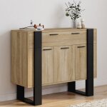 Idmarket buffet 100 cm phoenix 3 portes et 1 tiroir bois et noir