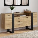 Idmarket buffet 180 cm phoenix xxl 3 portes et 3 tiroirs avec niche bois et noir