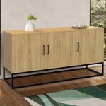Idmarket buffet bas 113 cm detroit 3 portes bois et noir design industriel