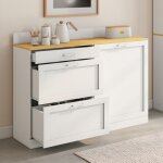Idmarket buffet bas de cuisine 120 cm casserolier vito plan de travail h. 83 cm 1 porte + 3 tiroirs blanc ...