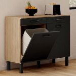 Idmarket buffet bas de cuisine avec espace poubelle 100 cm cina plan de travail h. 83 cm 2 portes + tiroirs ...
